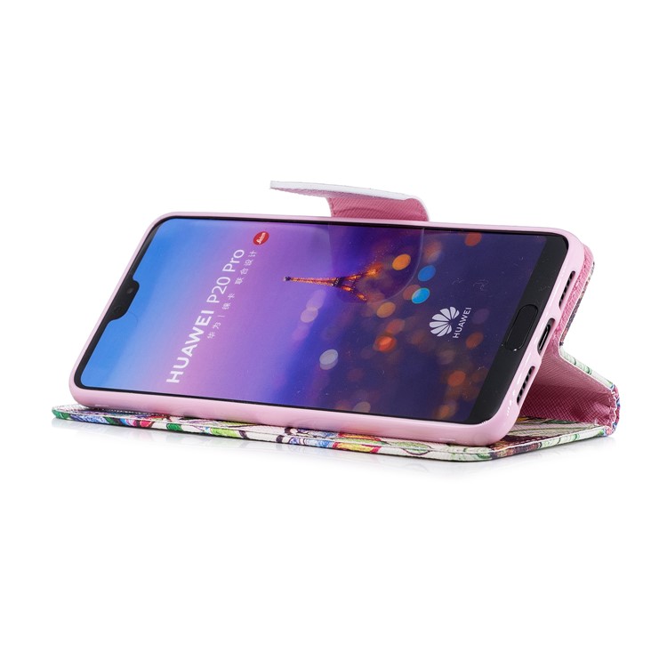 Pattern Printing Wallet Leather Shell with Stand for Huawei P20 Pro - Colorized Tree-5