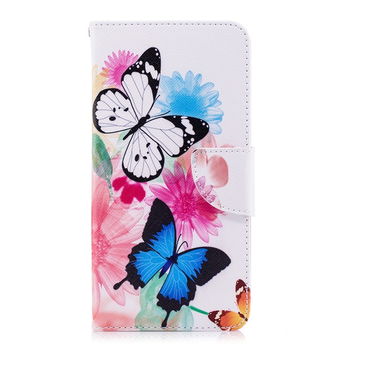 Pattern Printing Wallet Stand Leather Phone Case for Huawei P20 Pro - Butterfly and Flower-2