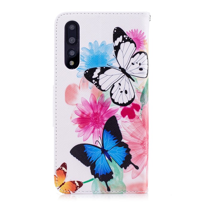 Pattern Printing Wallet Stand Leather Phone Case for Huawei P20 Pro - Butterfly and Flower-3