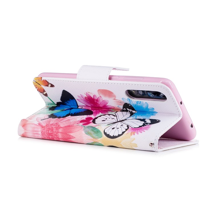 Pattern Printing Wallet Stand Leather Phone Case for Huawei P20 Pro - Butterfly and Flower-4