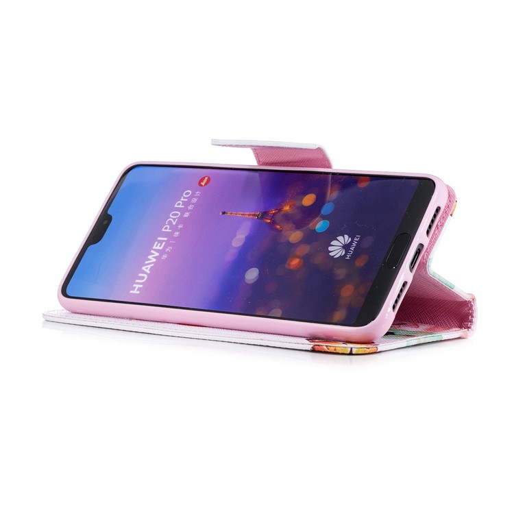 Pattern Printing Wallet Stand Leather Phone Case for Huawei P20 Pro - Butterfly and Flower-5