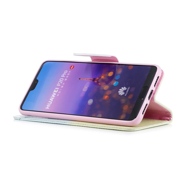 Pattern Printing Wallet Stand Leather Phone Cover for Huawei P20 Pro - Feather and Birds-5