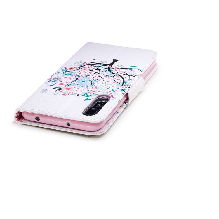 Pattern Printing Wallet Stand Leather Phone Shell for Huawei P20 Pro - Floret Tree-7