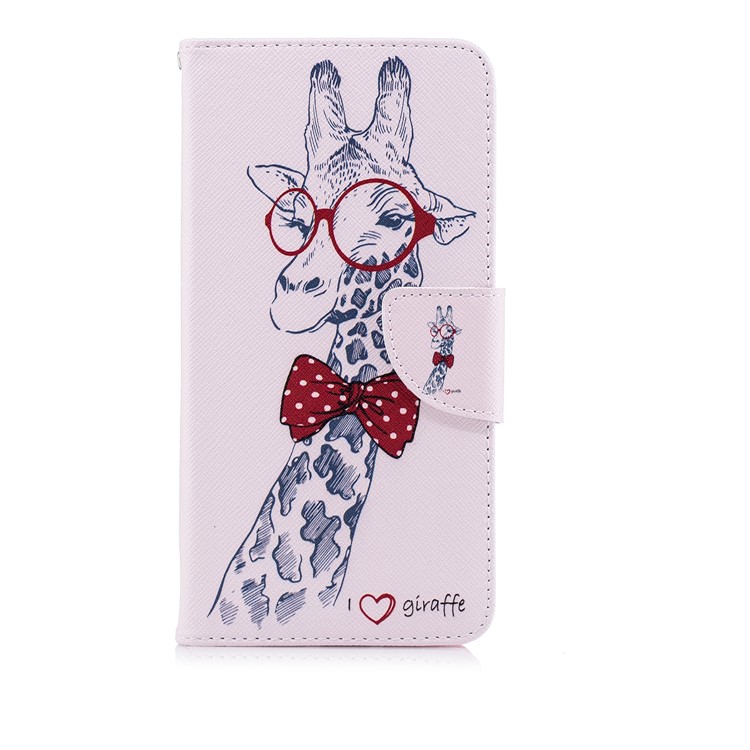 Pattern Printing Wallet Leather Mobile Casing for Huawei P20 Pro - Giraffe Wearing Glasses-2