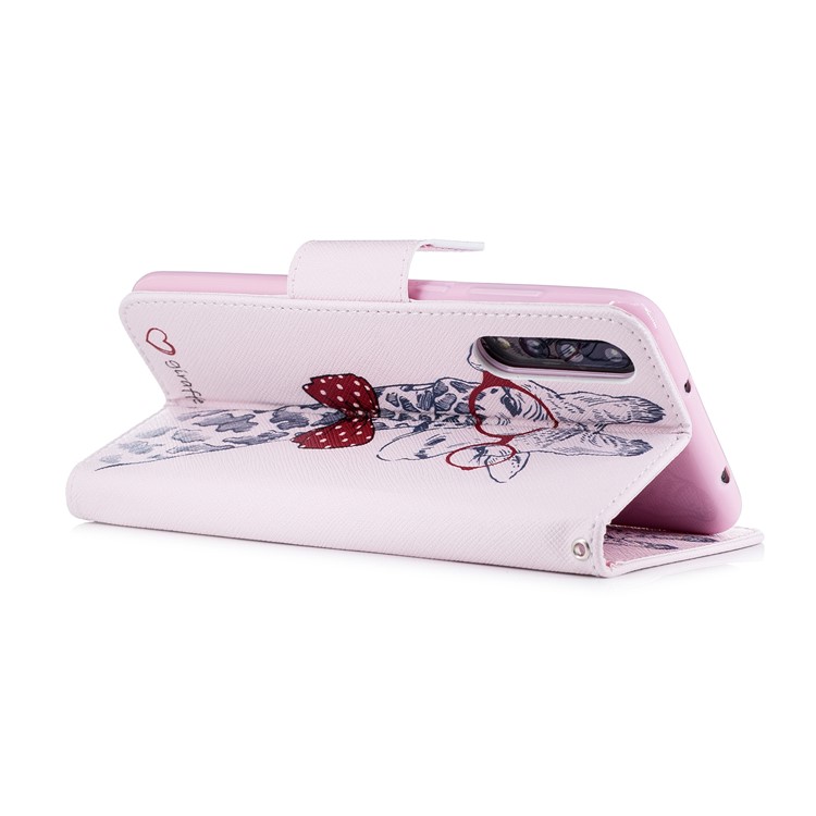 Pattern Printing Wallet Leather Mobile Casing for Huawei P20 Pro - Giraffe Wearing Glasses-4