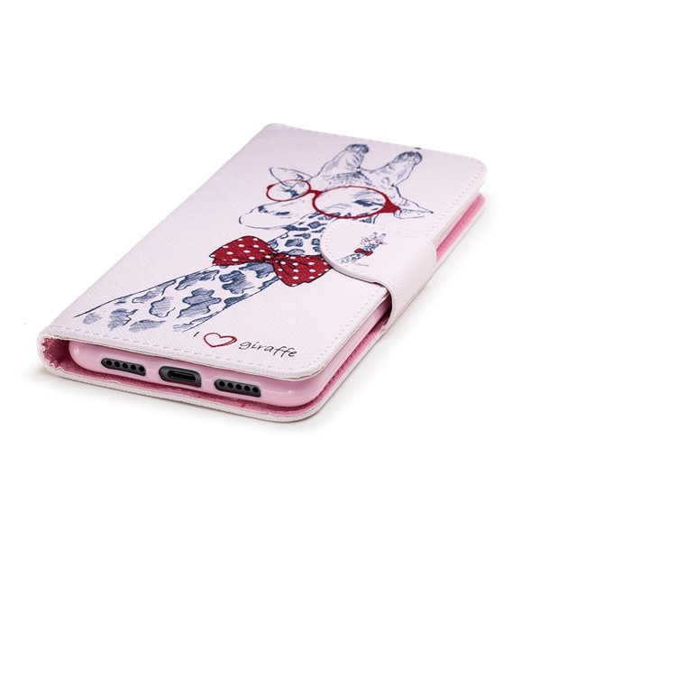 Pattern Printing Wallet Leather Mobile Casing for Huawei P20 Pro - Giraffe Wearing Glasses-6