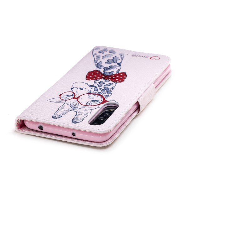 Pattern Printing Wallet Leather Mobile Casing for Huawei P20 Pro - Giraffe Wearing Glasses-7