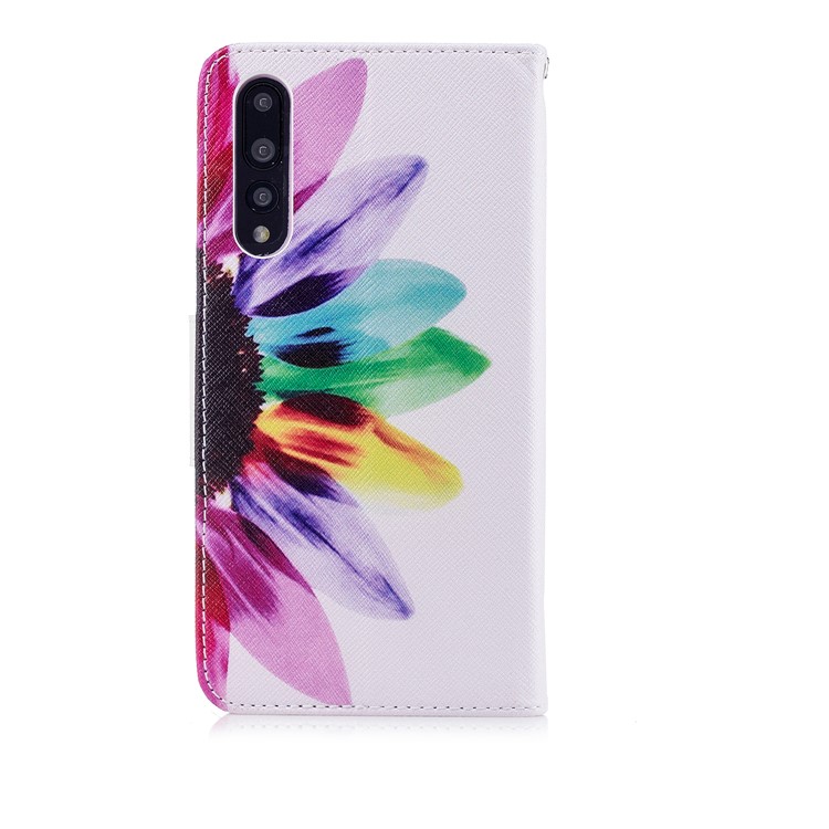 Pattern Printing PU Leather Wallet Stand Mobile Cover for Huawei P20 Pro - Colorful Petals-3