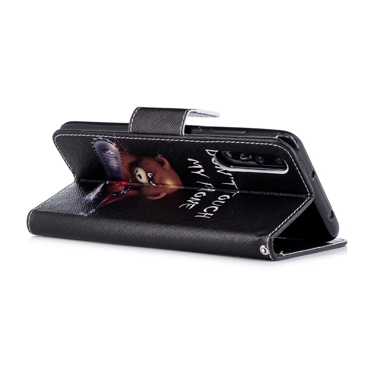 Pattern Printing PU Leather Wallet Stand Mobile Shell for Huawei P20 Pro - Brown Bear and Warning Words-4