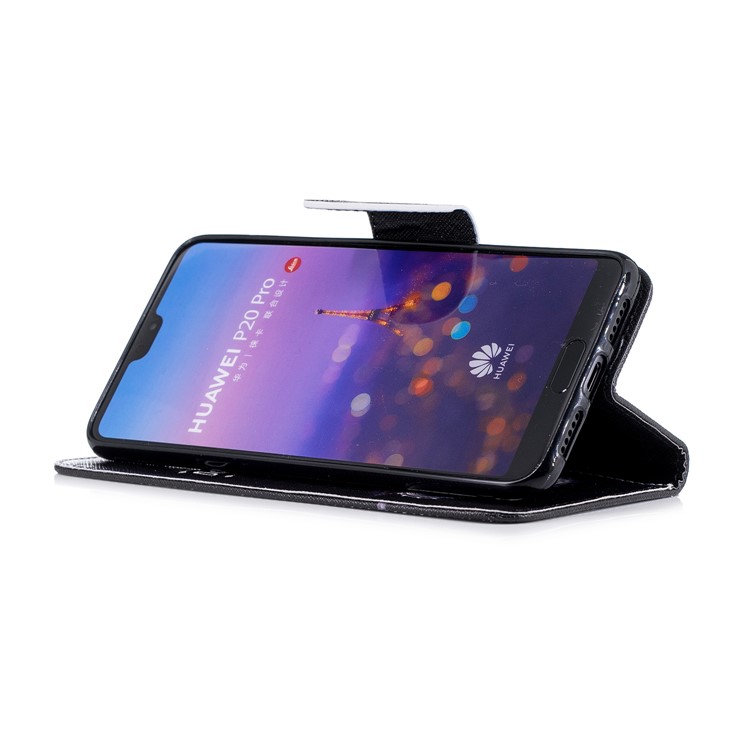 Pattern Printing PU Leather Wallet Stand Mobile Shell for Huawei P20 Pro - Brown Bear and Warning Words-5