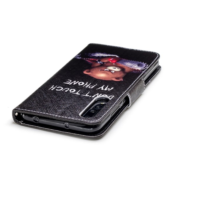 Pattern Printing PU Leather Wallet Stand Mobile Shell for Huawei P20 Pro - Brown Bear and Warning Words-7