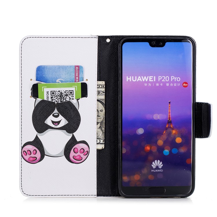 Pattern Printing Wallet Stand Leather Case for Huawei P20 Pro - Adorable Panda-8