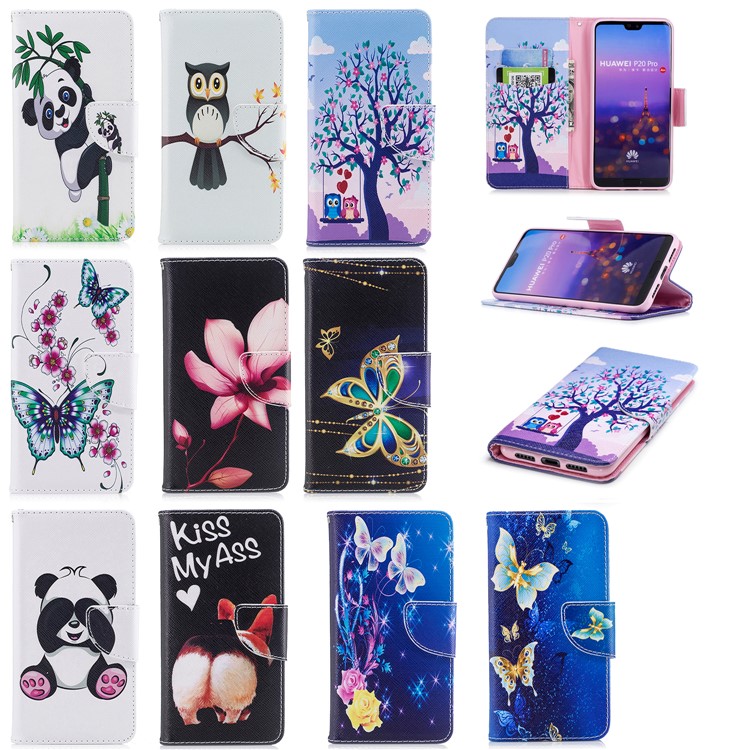 Pattern Printing Wallet Stand Leather Case for Huawei P20 Pro - Adorable Panda-9
