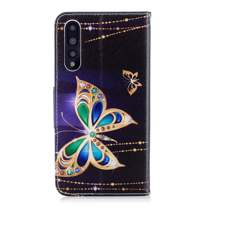 Pattern Printing Wallet Leather Cover with Stand for Huawei P20 Pro - Butterfly with Diamond-3