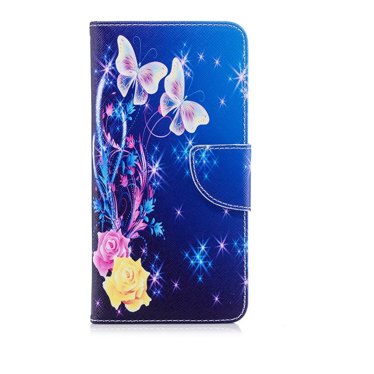 Pattern Printing PU Leather Wallet Stand Phone Case for Huawei P20 Pro - Roses and Butterflies-2