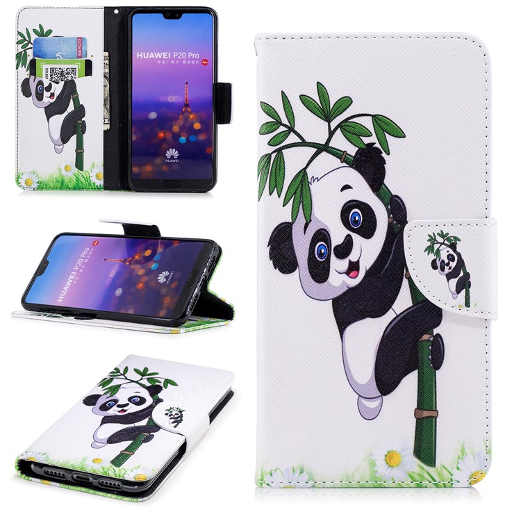 Pattern Printing PU Leather Wallet Stand Phone Shell for Huawei P20 Pro - Lovely Panda-1