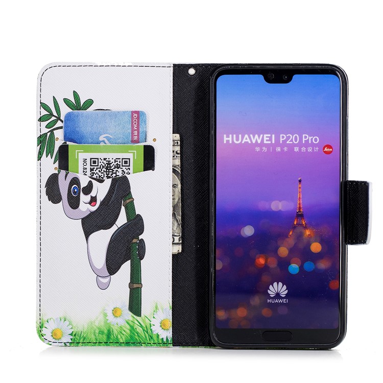 Pattern Printing PU Leather Wallet Stand Phone Shell for Huawei P20 Pro - Lovely Panda-8