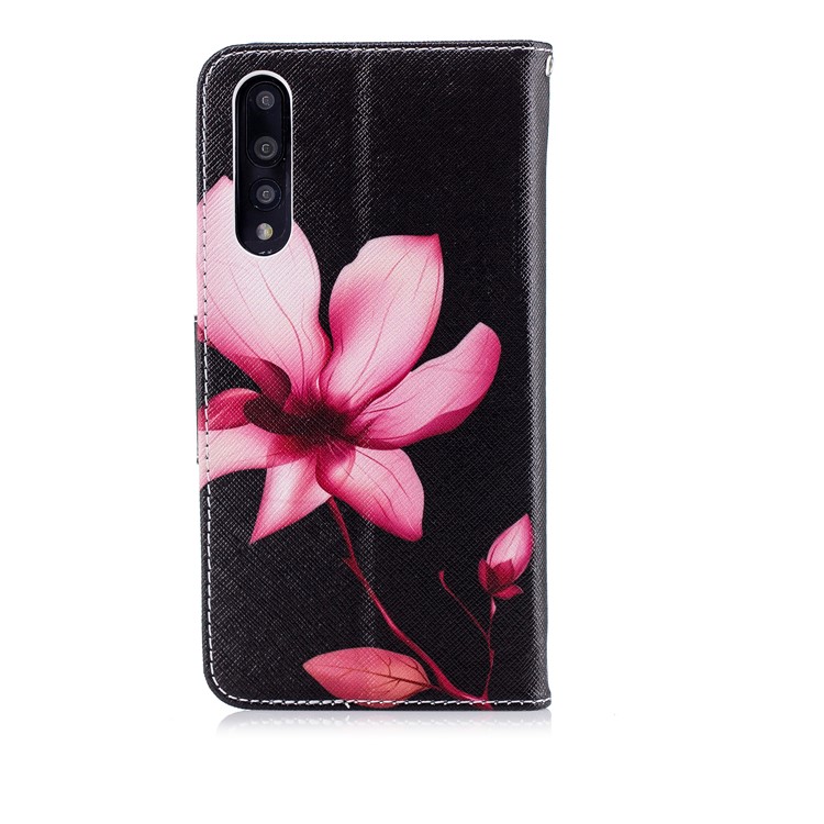 Pattern Printing Folio Flip Leather Protection Mobile Phone Case for Huawei P20 Pro - Flower Pattern-3