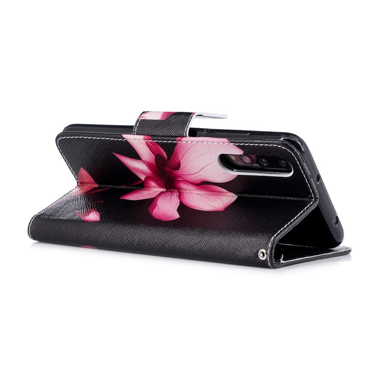 Pattern Printing Folio Flip Leather Protection Mobile Phone Case for Huawei P20 Pro - Flower Pattern-4