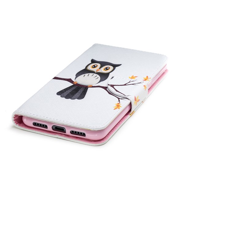 Pattern Printing Stand Leather Wallet Cell Phone Cover for Huawei P20 Pro - An Owl Standing on Branch-6