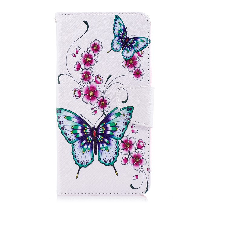 Pattern Printing Wallet Leather Mobile Shell Case for Huawei P20 Pro - Butterflies and Flowers-2
