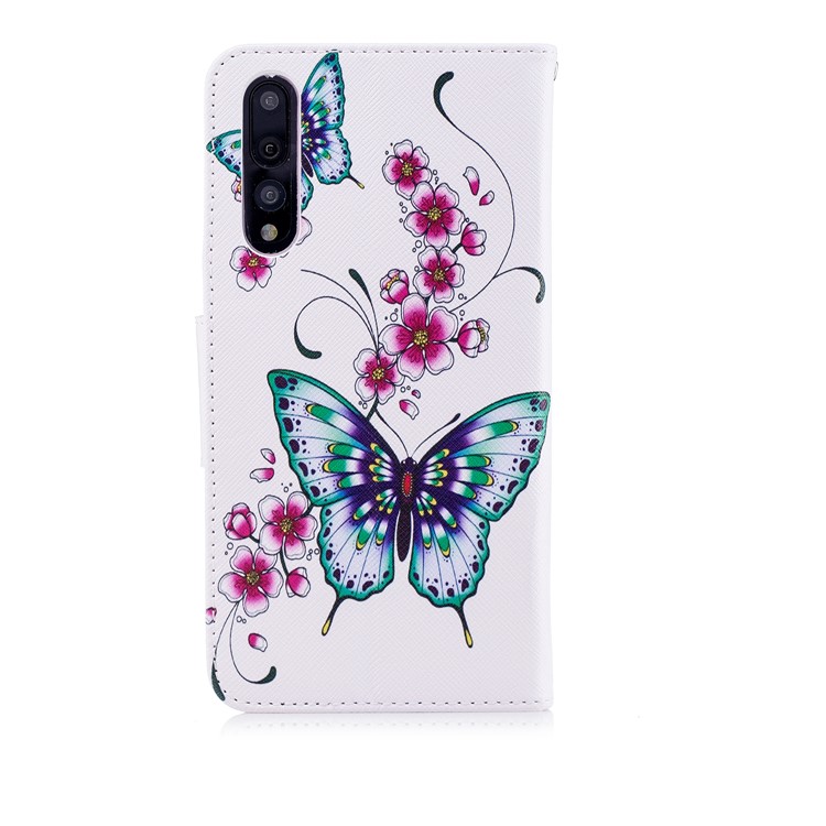 Pattern Printing Wallet Leather Mobile Shell Case for Huawei P20 Pro - Butterflies and Flowers-3