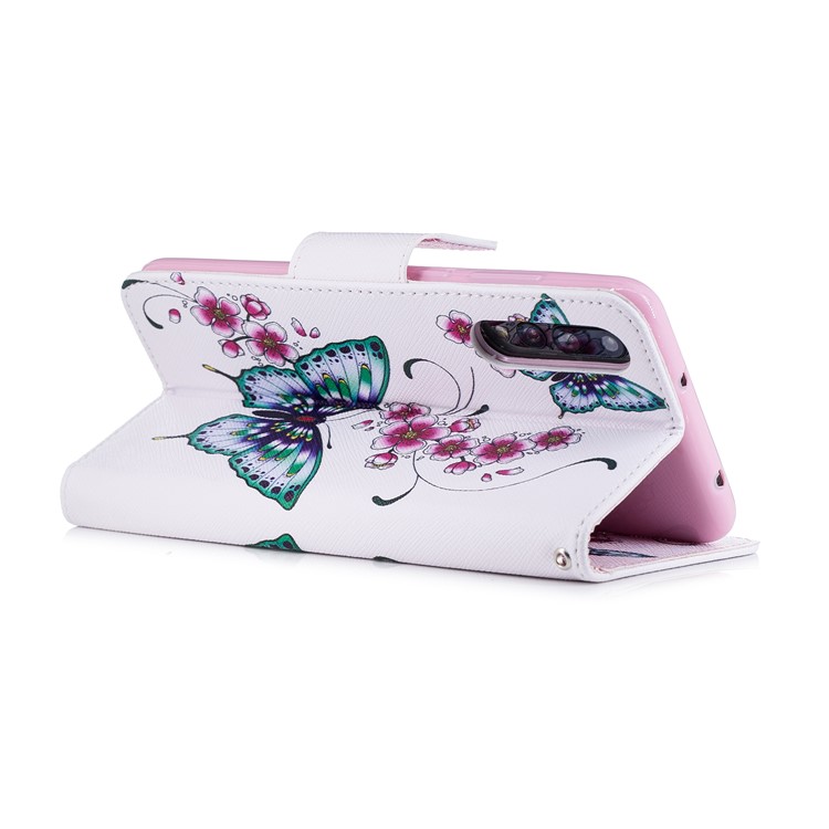 Pattern Printing Wallet Leather Mobile Shell Case for Huawei P20 Pro - Butterflies and Flowers-4