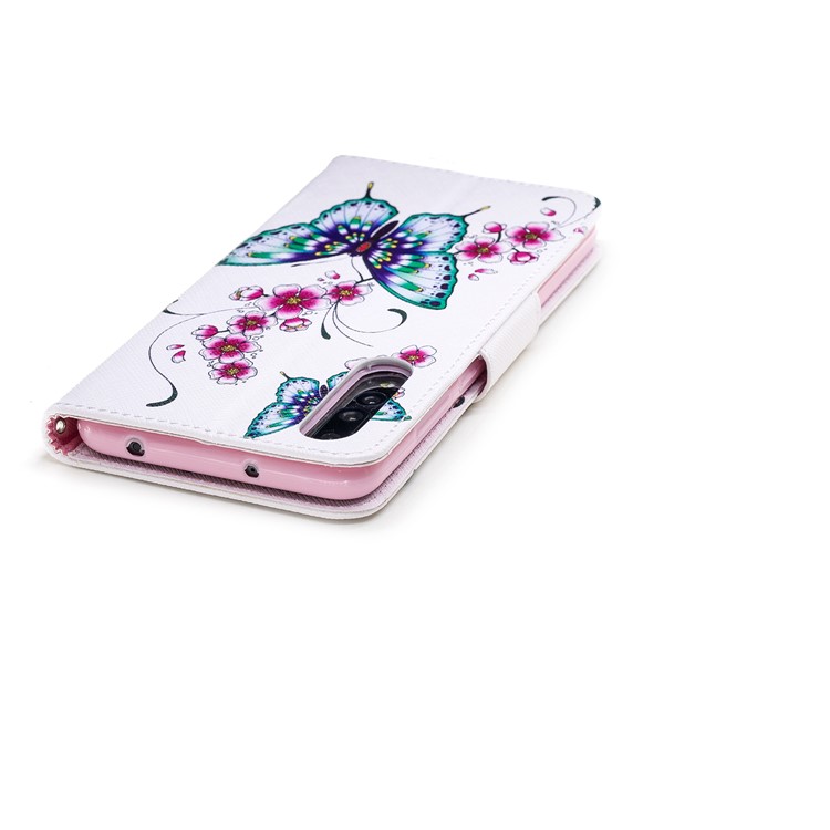Pattern Printing Wallet Leather Mobile Shell Case for Huawei P20 Pro - Butterflies and Flowers-7