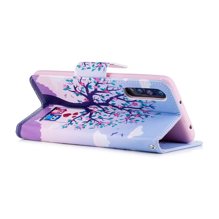 Pattern Printing Card Holder Leather Phone Casing for Huawei P20 Pro - Two Swinging Owls-4