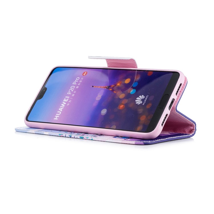 Pattern Printing Card Holder Leather Phone Casing for Huawei P20 Pro - Two Swinging Owls-5