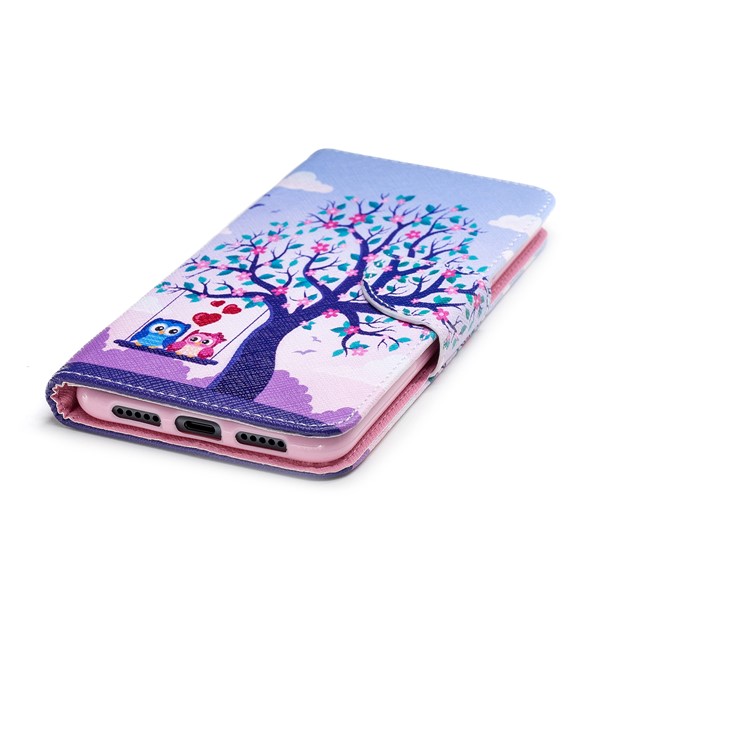 Pattern Printing Card Holder Leather Phone Casing for Huawei P20 Pro - Two Swinging Owls-6