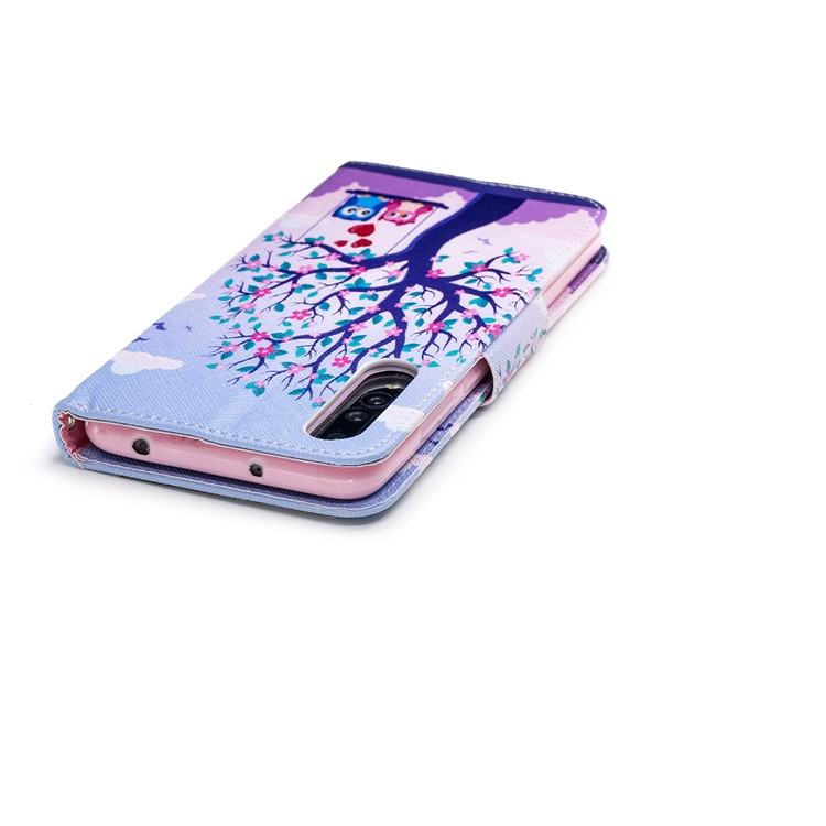 Pattern Printing Card Holder Leather Phone Casing for Huawei P20 Pro - Two Swinging Owls-7