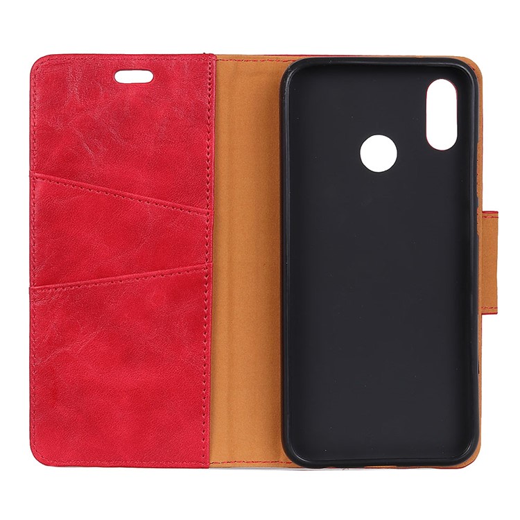 Crazy Horse Texture Split Leather Wallet Mobile Cover for Huawei P20 Lite/Nova 3e - Red-6