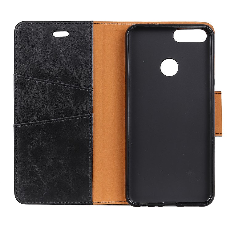 Crazy Horse Texture Split Leather Wallet Stand Case for Huawei P Smart/Enjoy 7S - Black-6
