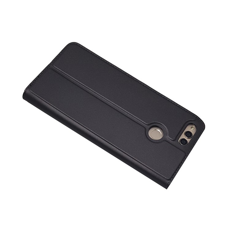 Magnetic Adsorption Leather Stand Casing with Card Slot for Huawei Honor 7X - Black-4