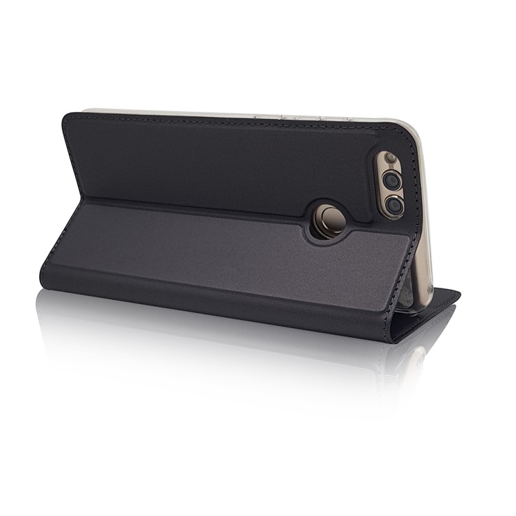 Magnetic Adsorption Leather Stand Casing with Card Slot for Huawei Honor 7X - Black-6