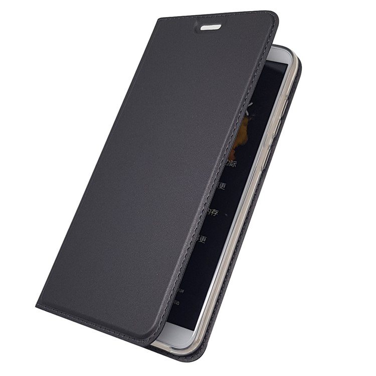 Magnetic Adsorption Leather Stand Casing with Card Slot for Huawei Honor 7X - Black-7