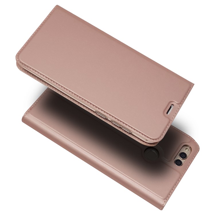 Magnetic Adsorption Leather Phone Cover with Stand for Huawei Honor 7X - Rose Gold-1