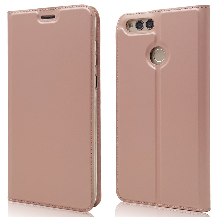 Magnetic Adsorption Leather Phone Cover with Stand for Huawei Honor 7X - Rose Gold-2