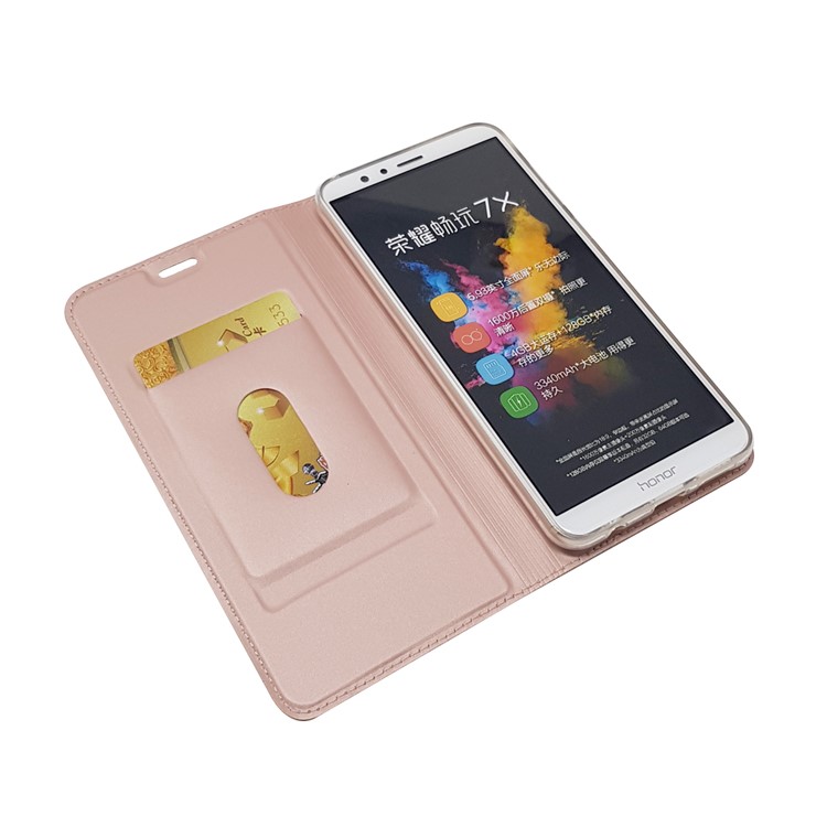 Magnetic Adsorption Leather Phone Cover with Stand for Huawei Honor 7X - Rose Gold-5