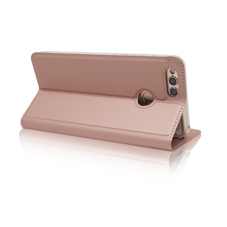 Magnetic Adsorption Leather Phone Cover with Stand for Huawei Honor 7X - Rose Gold-6