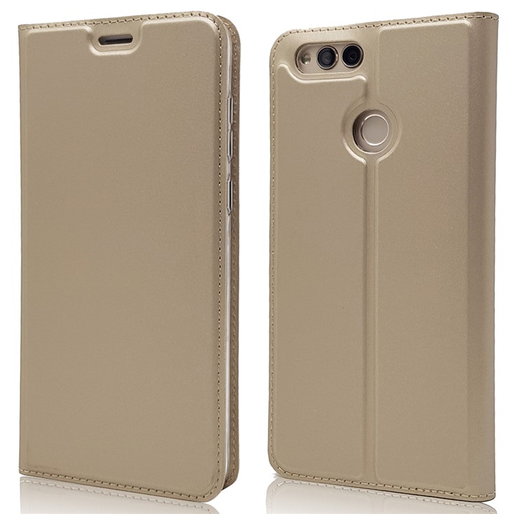 Magnetic Adsorption Leather Stand Mobile Case Cover with Card Slot for Huawei Honor 7X - Gold-2