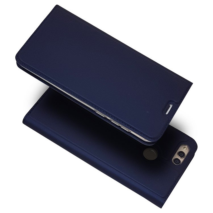Magnetic Adsorption Leather Stand Case Accessory with Card Slot for Huawei Honor 7X - Dark Blue-1