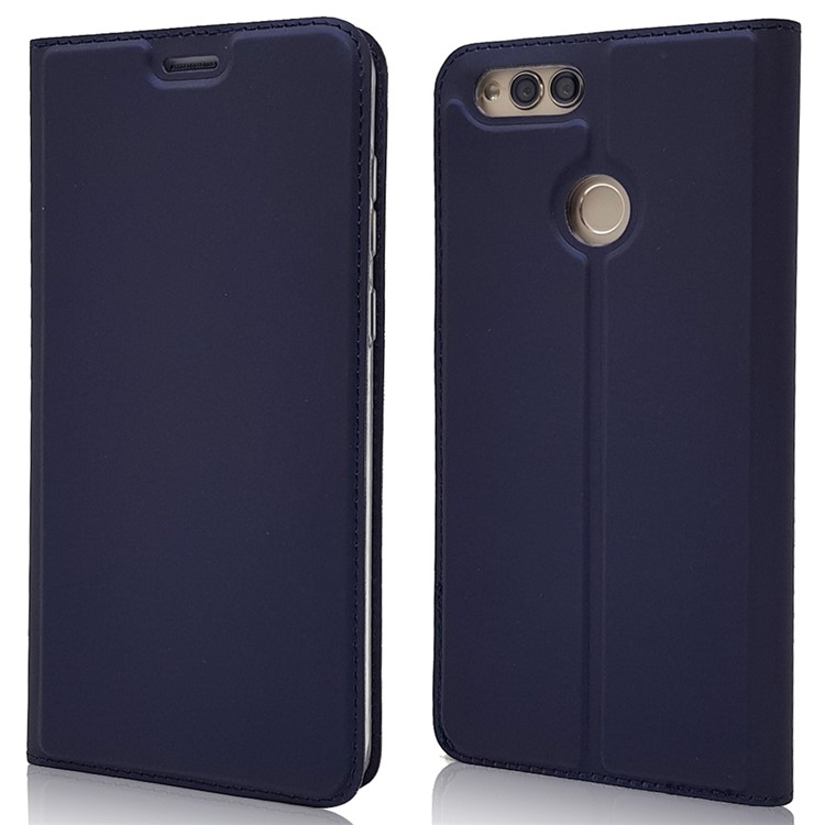 Magnetic Adsorption Leather Stand Case Accessory with Card Slot for Huawei Honor 7X - Dark Blue-2