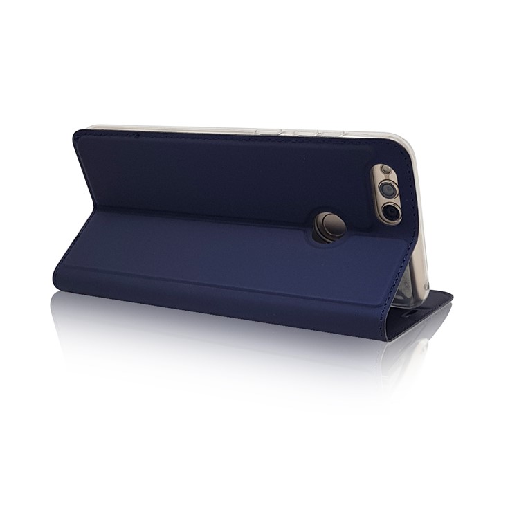 Magnetic Adsorption Leather Stand Case Accessory with Card Slot for Huawei Honor 7X - Dark Blue-6