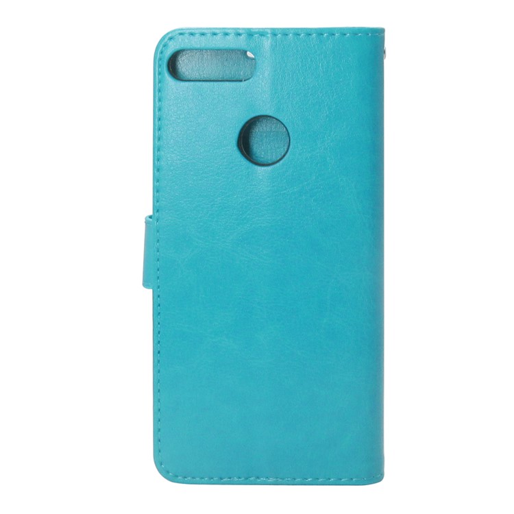 ENKAY Crazy Horse Wallet Leather Mobile Phone Shell for Huawei Honor 9 Lite / 9 Youth Edition - Cyan-2