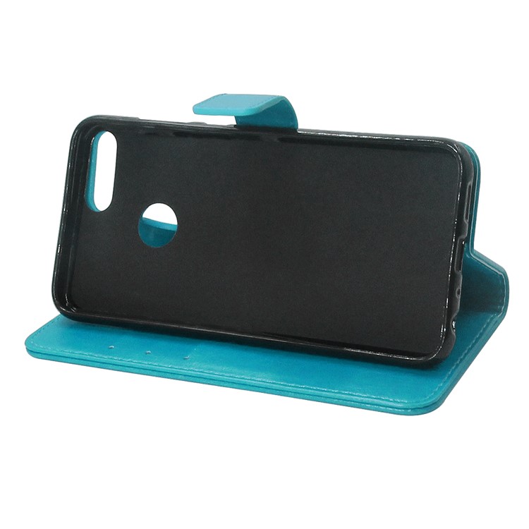 ENKAY Crazy Horse Wallet Leather Mobile Phone Shell for Huawei Honor 9 Lite / 9 Youth Edition - Cyan-4