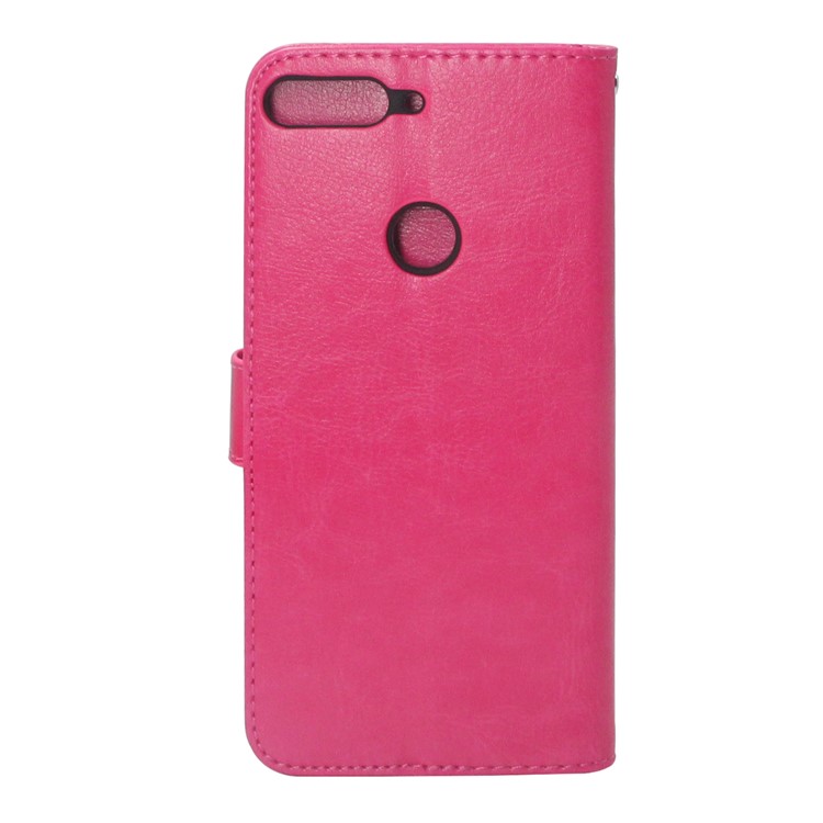 ENKAY Crazy Horse PU Leather Wallet Flip Stand Cover for Huawei Honor 7C / Enjoy 8 - Rose-2