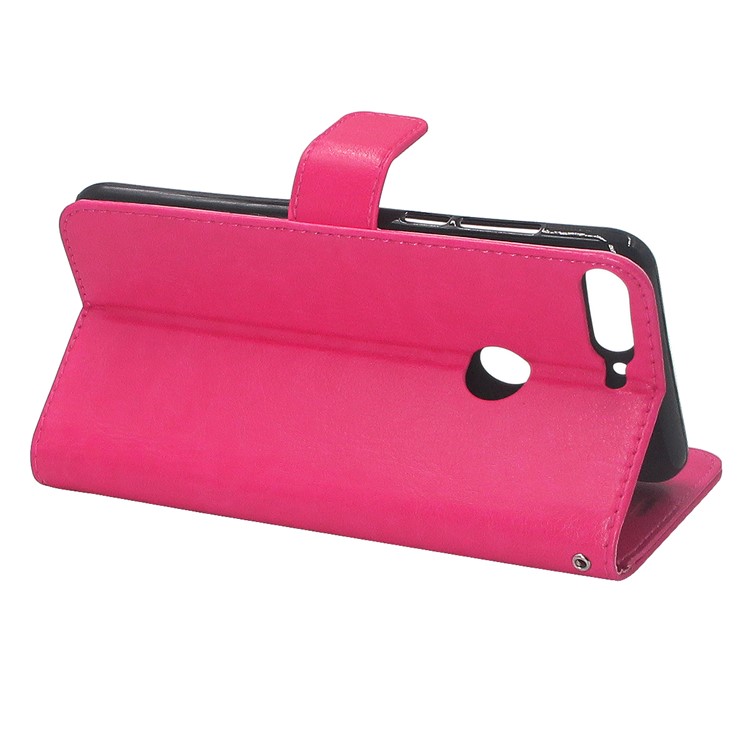 ENKAY Crazy Horse PU Leather Wallet Flip Stand Cover for Huawei Honor 7C / Enjoy 8 - Rose-3