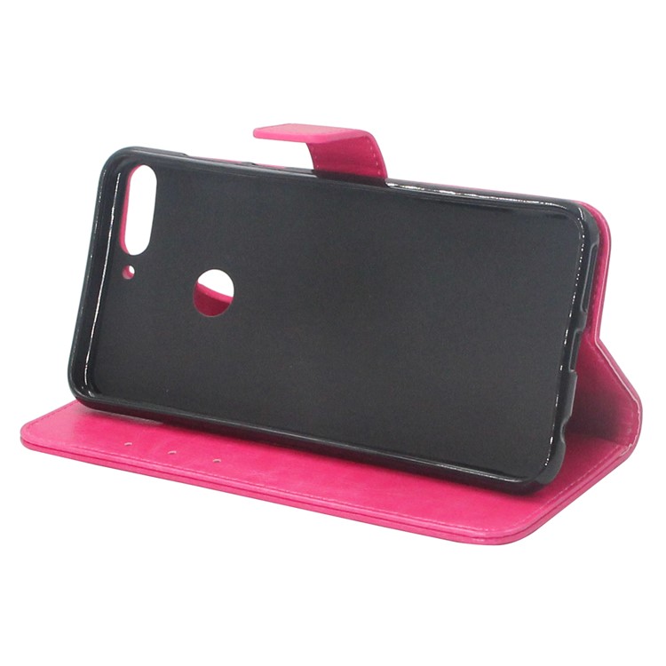 ENKAY Crazy Horse PU Leather Wallet Flip Stand Cover for Huawei Honor 7C / Enjoy 8 - Rose-4